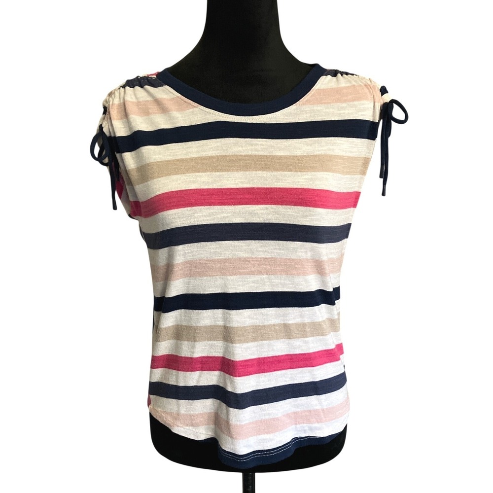 Liverpool Crew neck Dolman striped t-shirt with tie sleeves‎ size xsmall